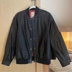 Free People Wild Rose Vegan Leather Bomber Jacket